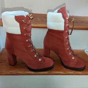 Stuart Weitzman Red Size 12 Block Heeled Booties